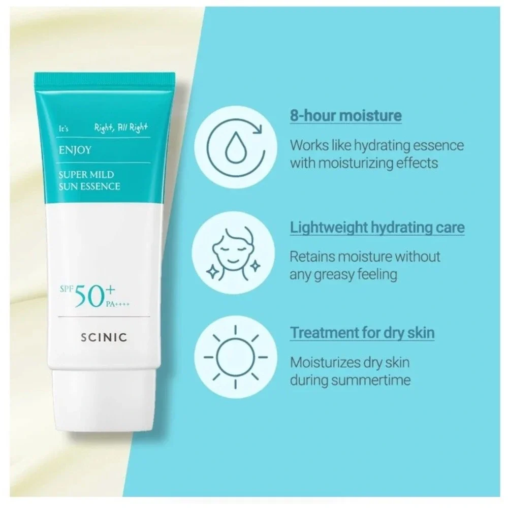SCINIC Enjoy Super Mild Sun Essence SPF 50+ PA++++ Hydrating Korean Sunscreen - Picture 2 of 3